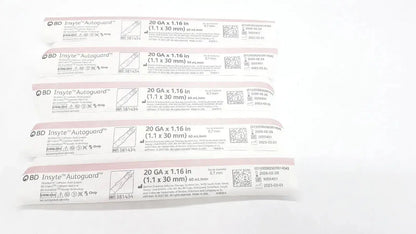 Five sterile bd insyte autoguard 20 ga x 1.16 in syringes individually packaged with barcode for buy used medical equipment