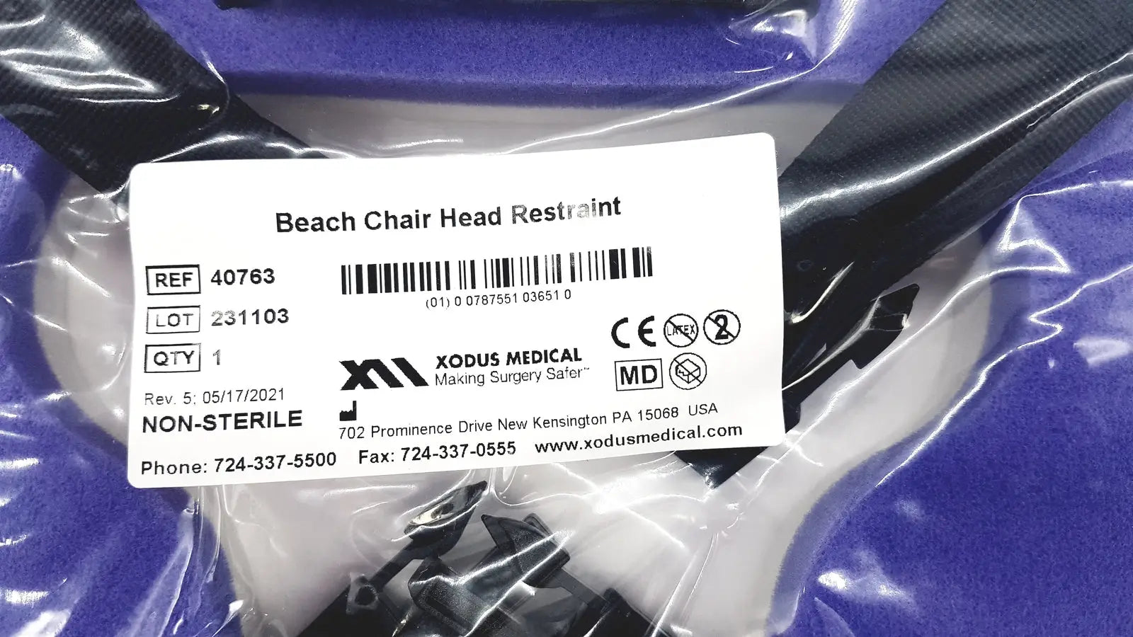 Beach Chair Head Restraint 40763 Xodus One Size Fits Most Clip Strap - Patient Positioning