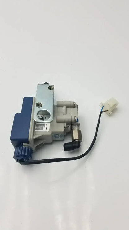 Blue and silver industrial solenoid valve with black wiring for condensate controller ka10lc0a0 by bekomat