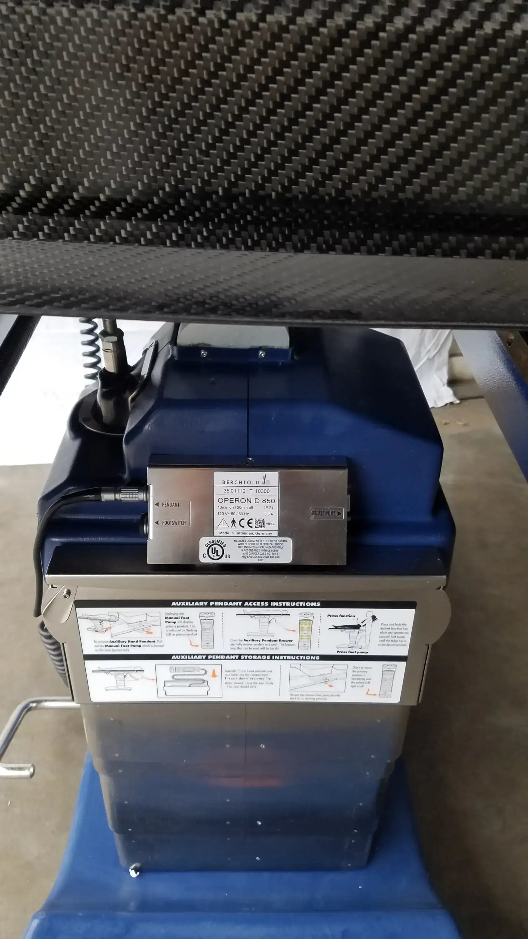 Berchtold Operon D850 Surgical Table Base OEM Medical Equipment
