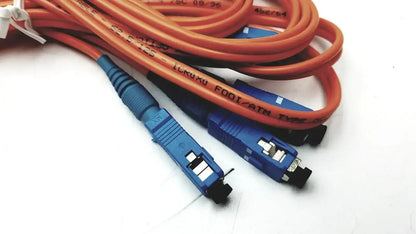 Orange optical fiber cables with blue connectors berk-tek icr0x0 hospital surplus 62.5/125 multimode fiber