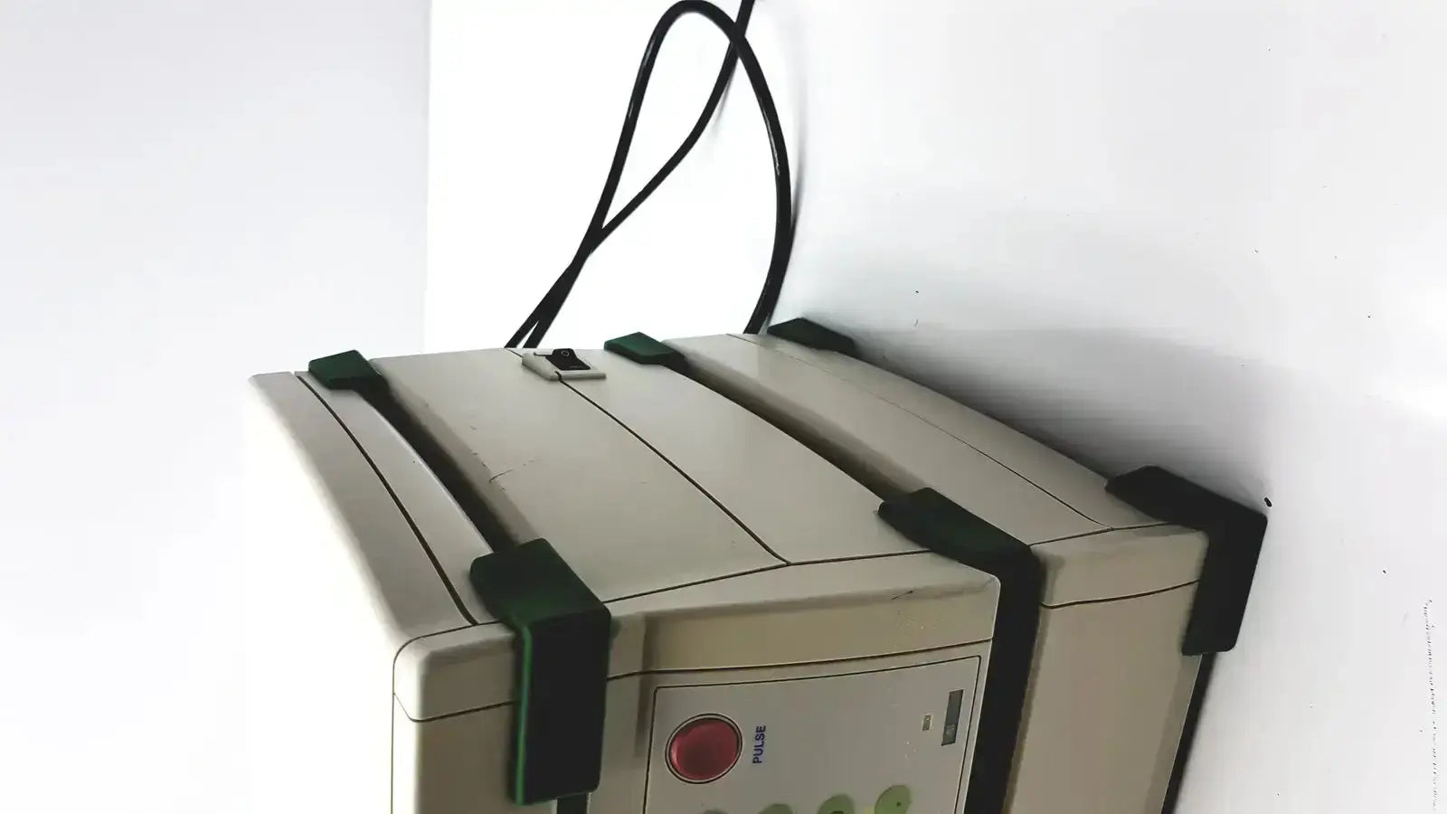 Beige power backup unit with black straps and red button for bio-rad genepulser xcell electroporation system with ce and pc modules