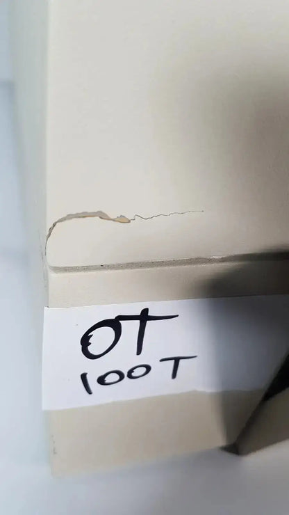 Beige cardboard box with a small crack and white label containing handwritten text for bio rad molecular imager fx product