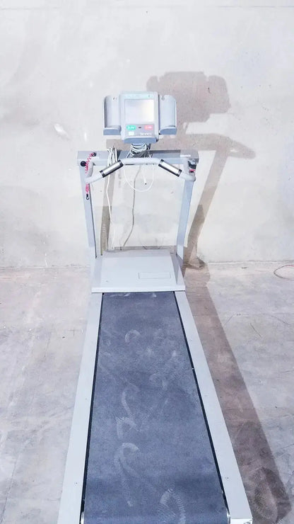 Gray biodex gait trainer ii treadmill with digital display and black running belt for precise gait training sessions