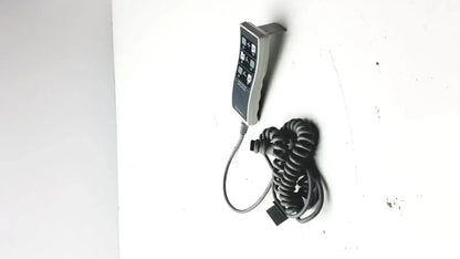 Gray handheld remote controller with coiled black cable for biodex ultrasound table remote use