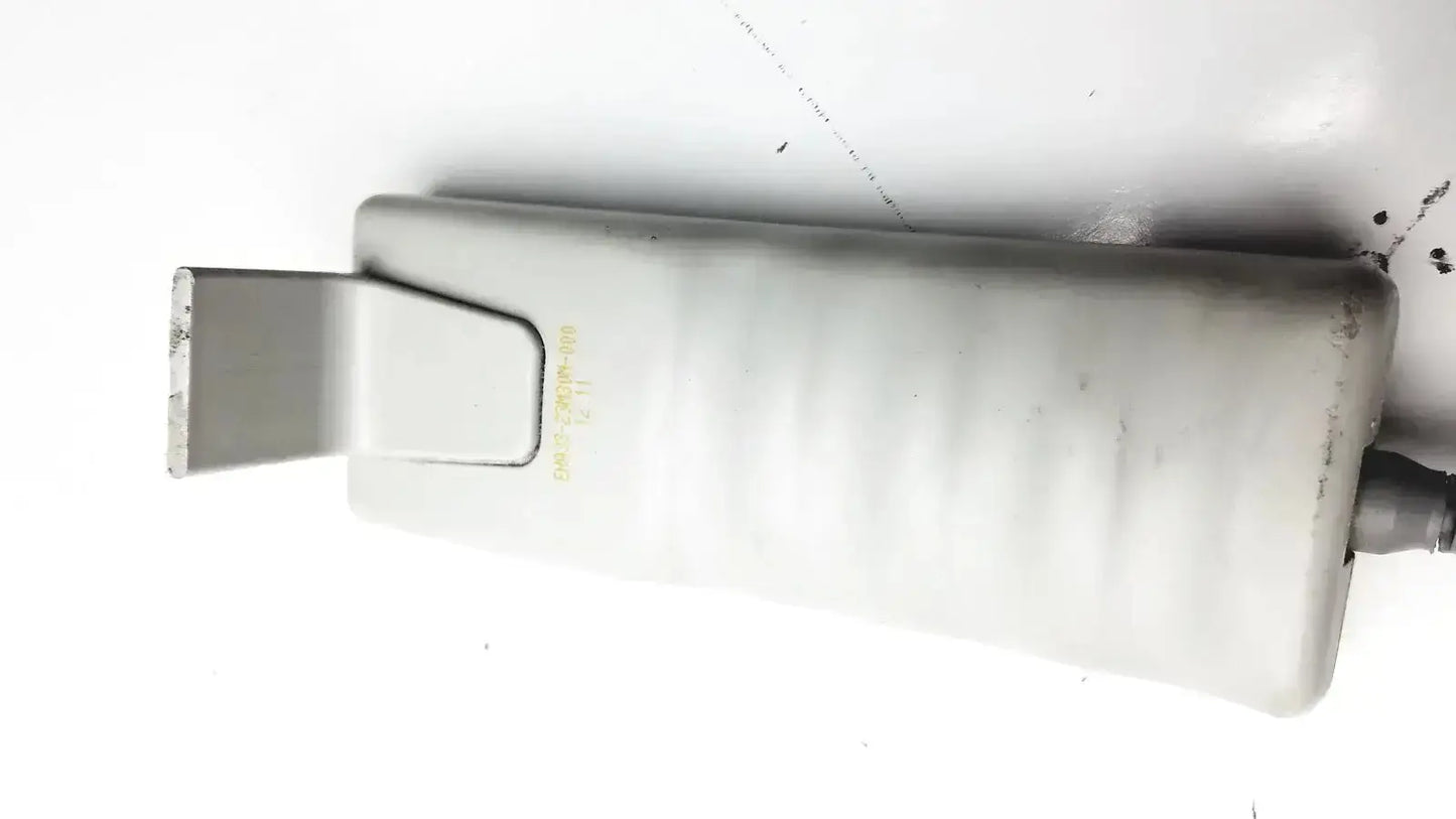 Gray metallic biodex ultrasound table remote controller with hinged flap and ribbed texture for precise control