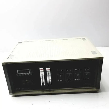 Beige and black biospherix oxycycler a84xov medical gas flow controller with dual gauges and labeled chambers 1-4 g-ab5-15d