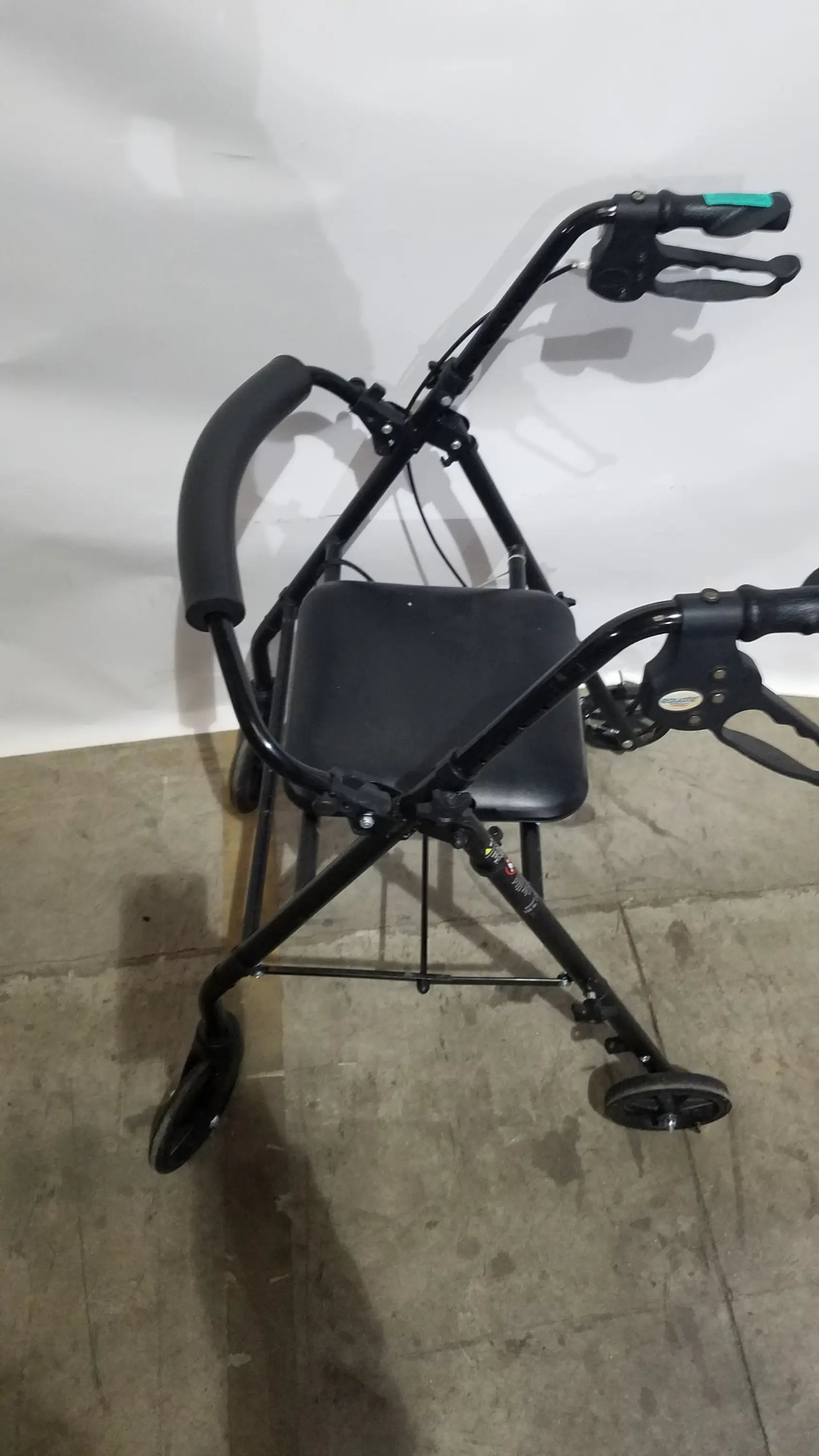 Black Equate Rolling Walker for Seniors with Seat and Wheels - Hand-Operated Loop Locks