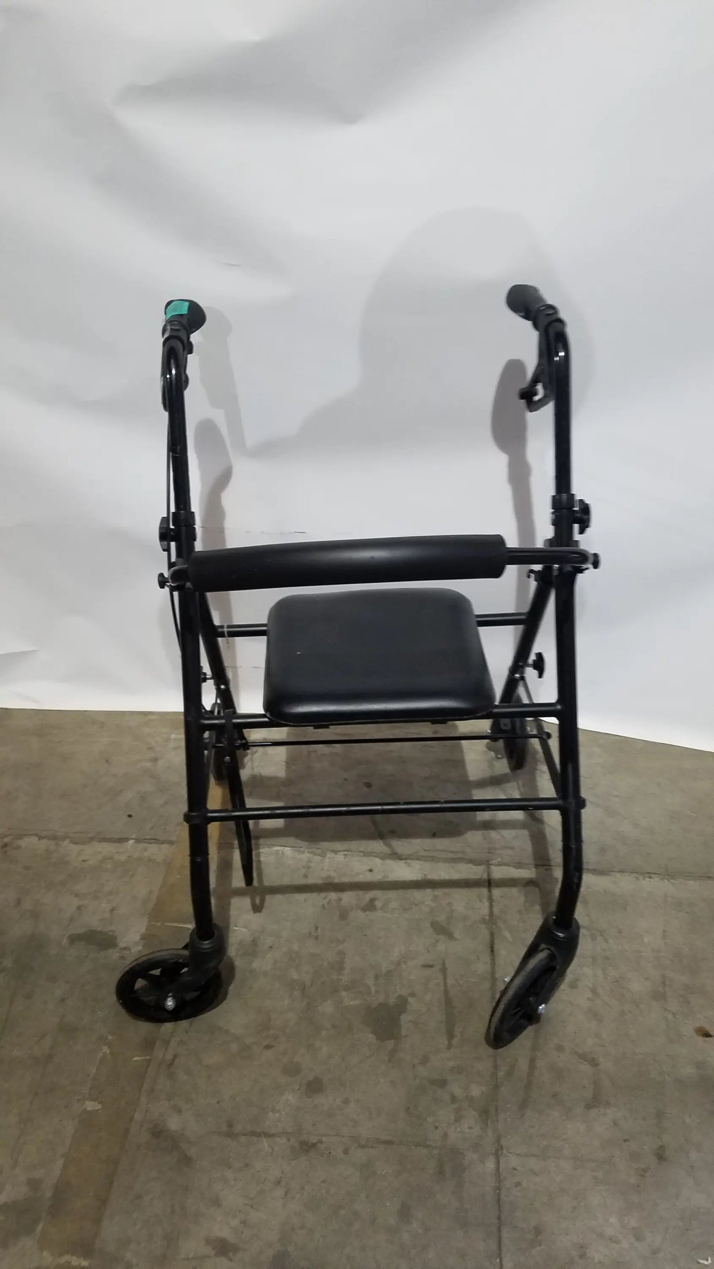 Black Equate Rolling Walker for Seniors with Seat and Wheels - Hand-Operated Loop Locks