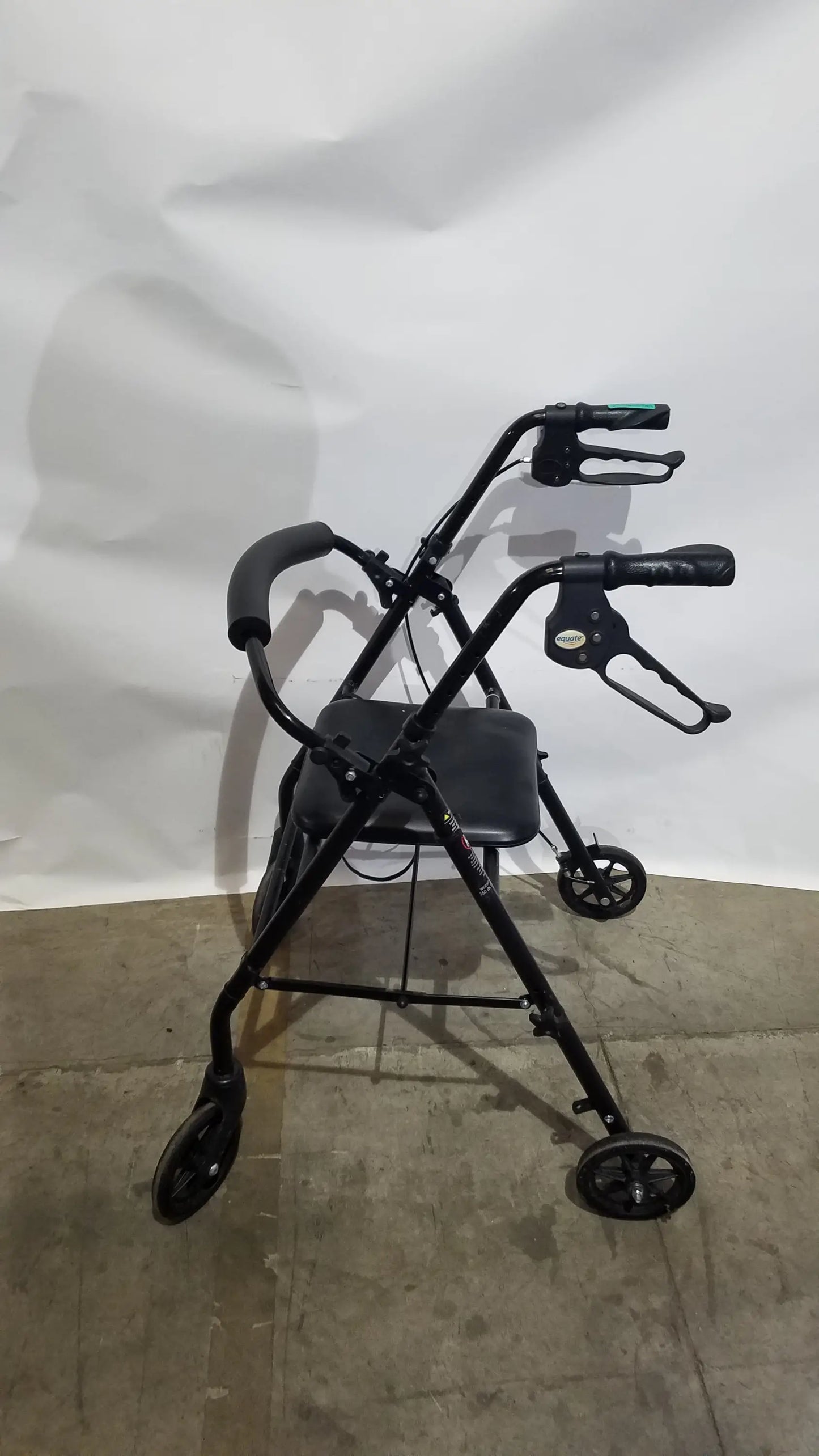 Black Equate Rolling Walker for Seniors with Seat and Wheels - Hand-Operated Loop Locks