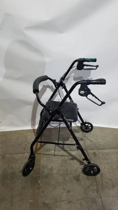 Black Equate Rolling Walker for Seniors with Seat and Wheels - Hand-Operated Loop Locks