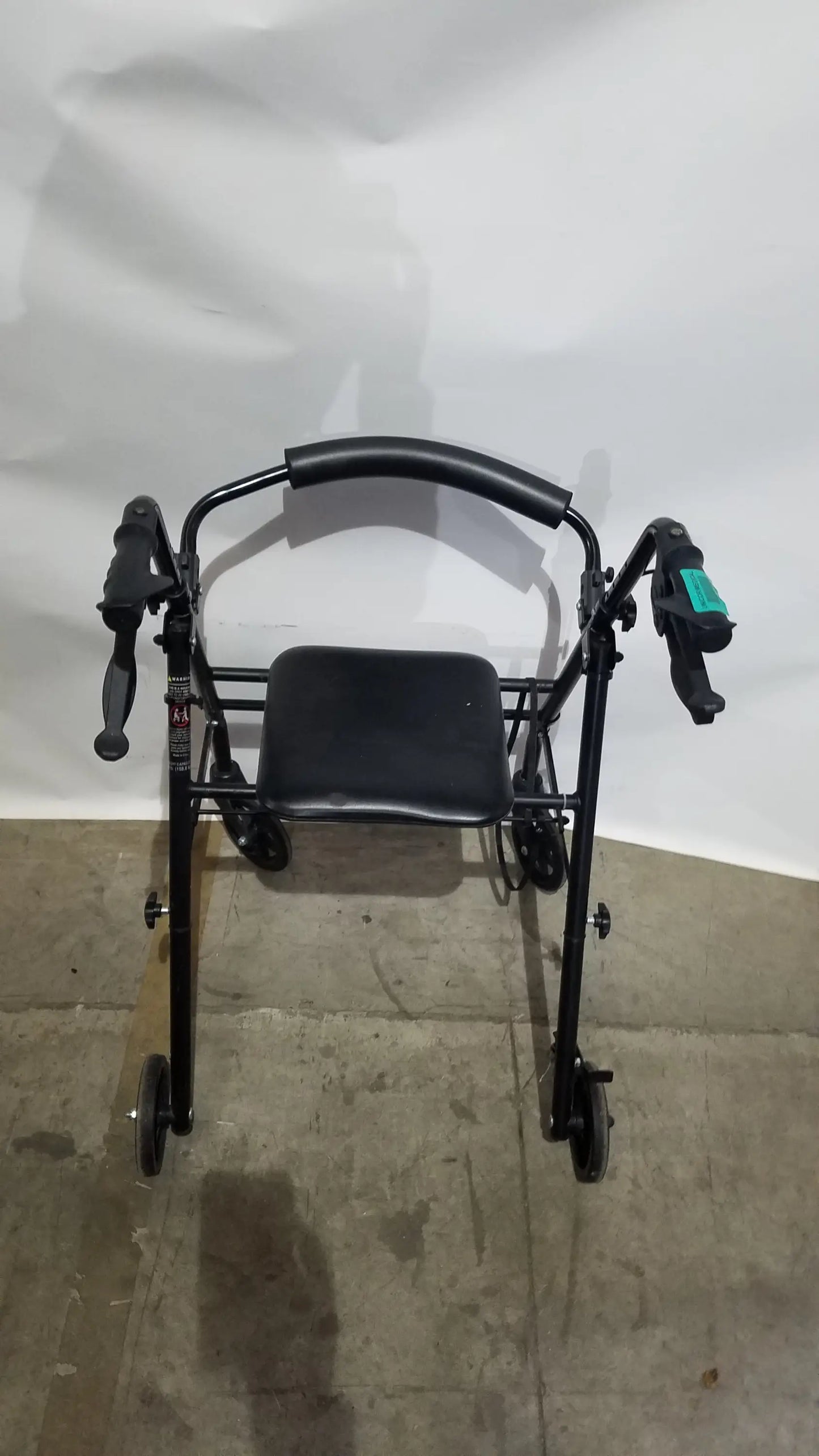Black Equate Rolling Walker for Seniors with Seat and Wheels - Hand-Operated Loop Locks