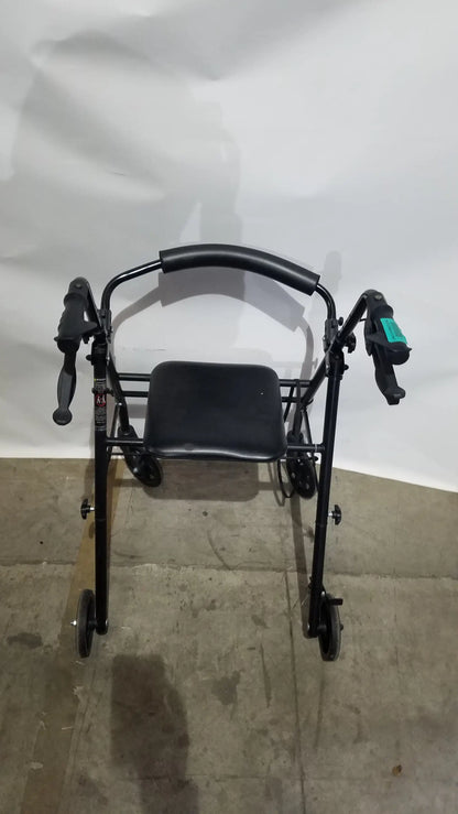 Black Equate Rolling Walker for Seniors with Seat and Wheels - Hand-Operated Loop Locks
