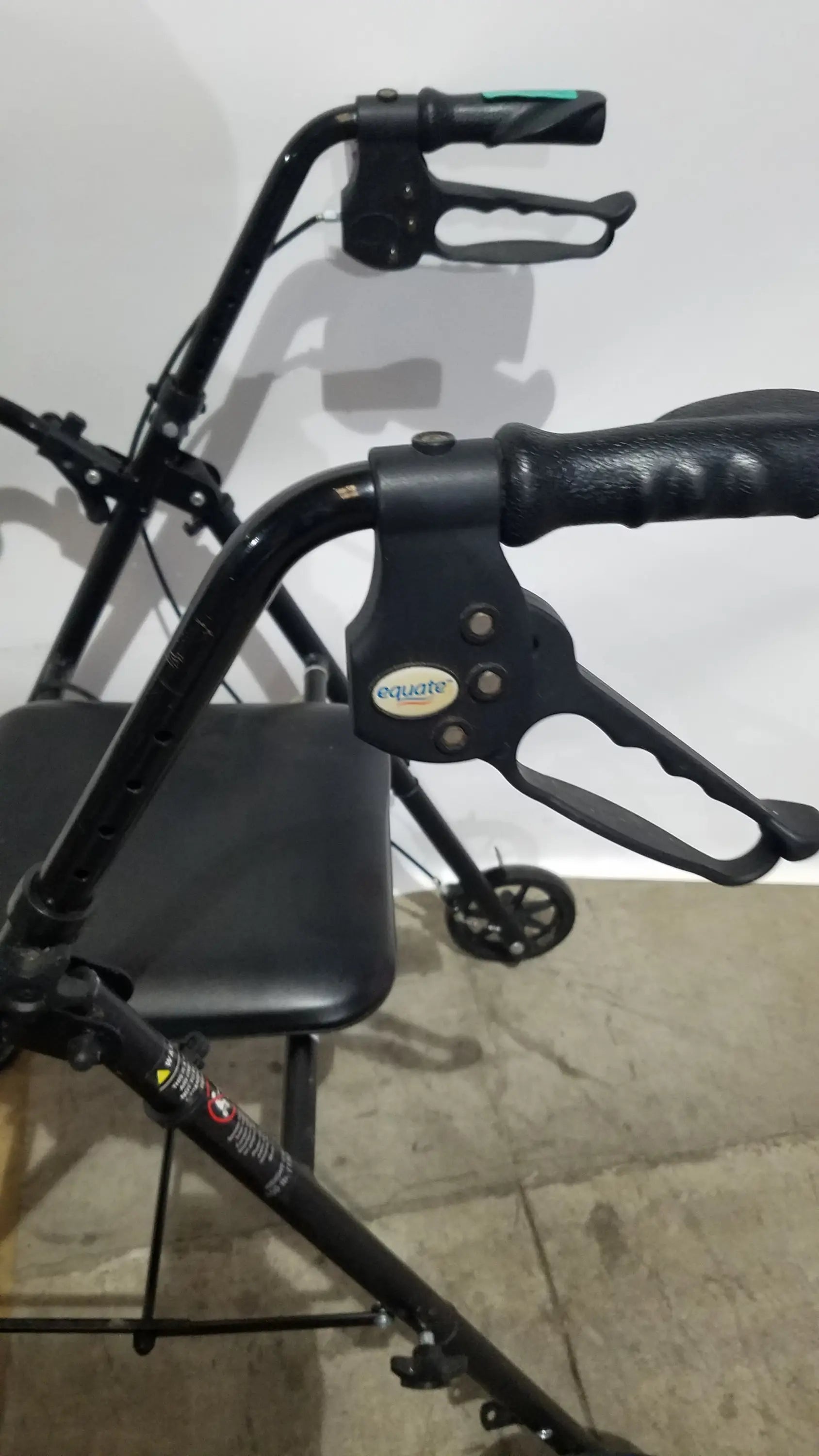 Black Equate Rolling Walker for Seniors with Seat and Wheels - Hand-Operated Loop Locks