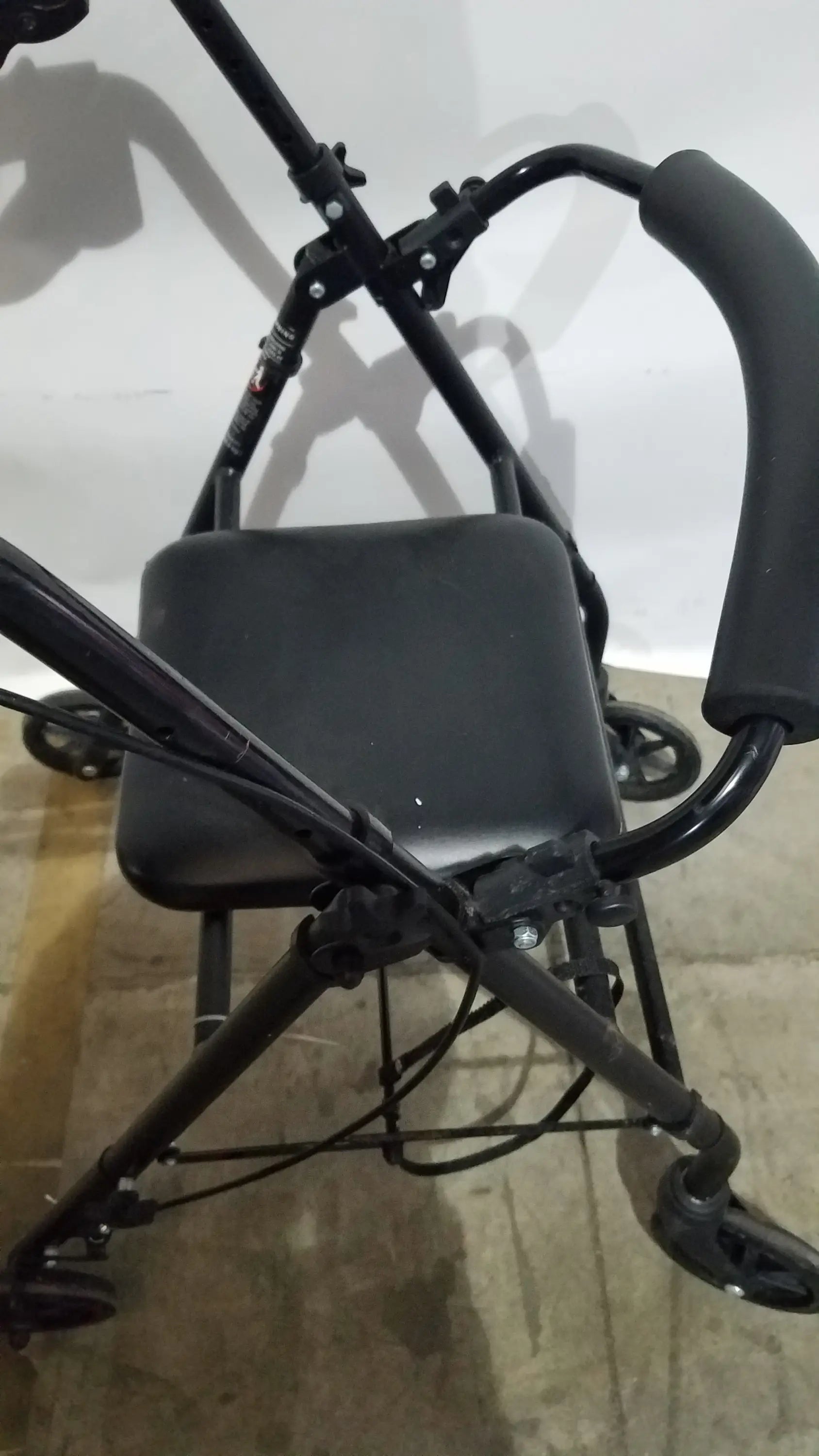 Black Equate Rolling Walker for Seniors with Seat and Wheels - Hand-Operated Loop Locks