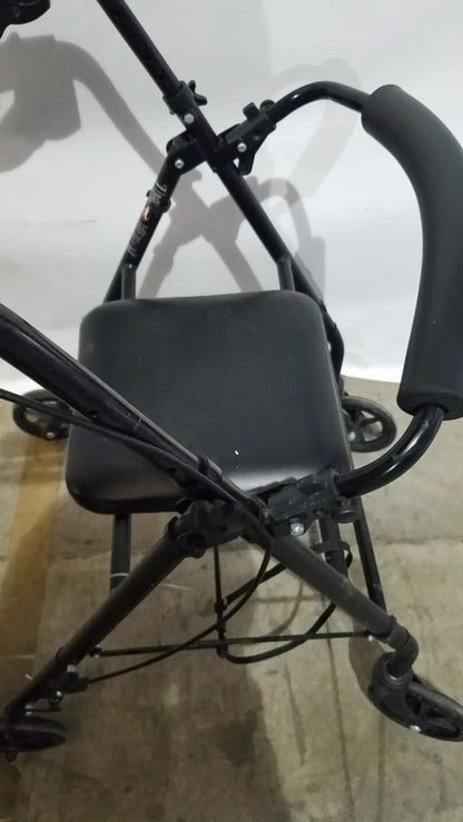 Black Equate Rolling Walker for Seniors with Seat and Wheels - Hand-Operated Loop Locks