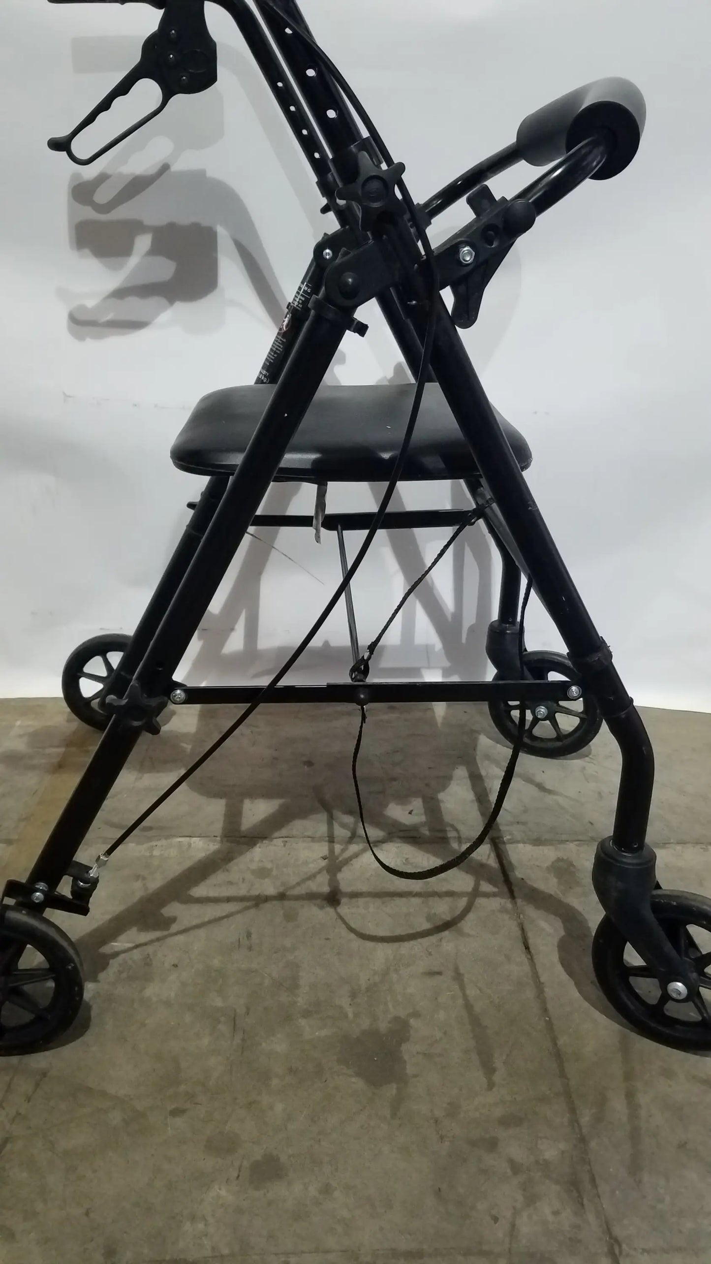 Black Equate Rolling Walker for Seniors with Seat and Wheels - Hand-Operated Loop Locks