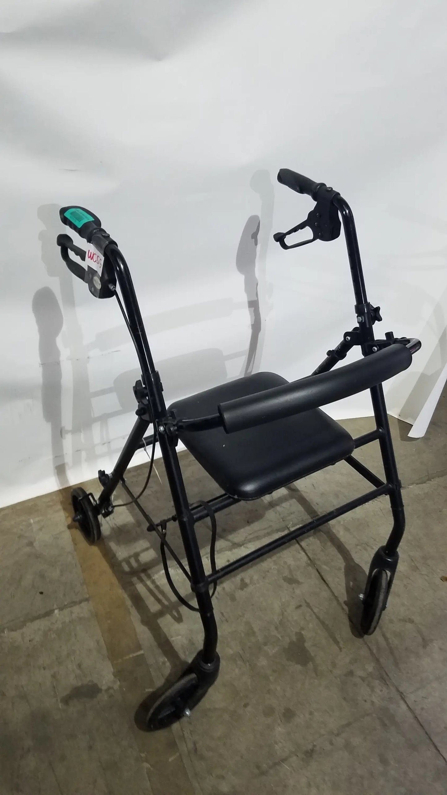 Black Equate Rolling Walker for Seniors with Seat and Wheels - Hand-Operated Loop Locks