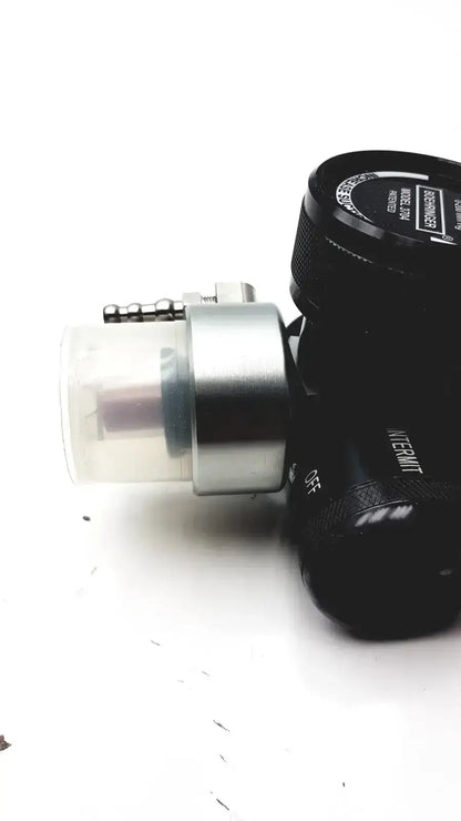 Silver metallic platinum series suction regulator with transparent housing and black cap used medical equipment for sale