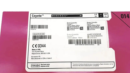 Boston Scientific pta Coyote monorail 4f surgical instrument accessory kit in pink packaging with white labeling