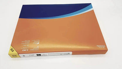 Orange and blue glossy cardboard box labeled 810 containing boston scientific rubicon 18 support catheter g-bbha2-2c
