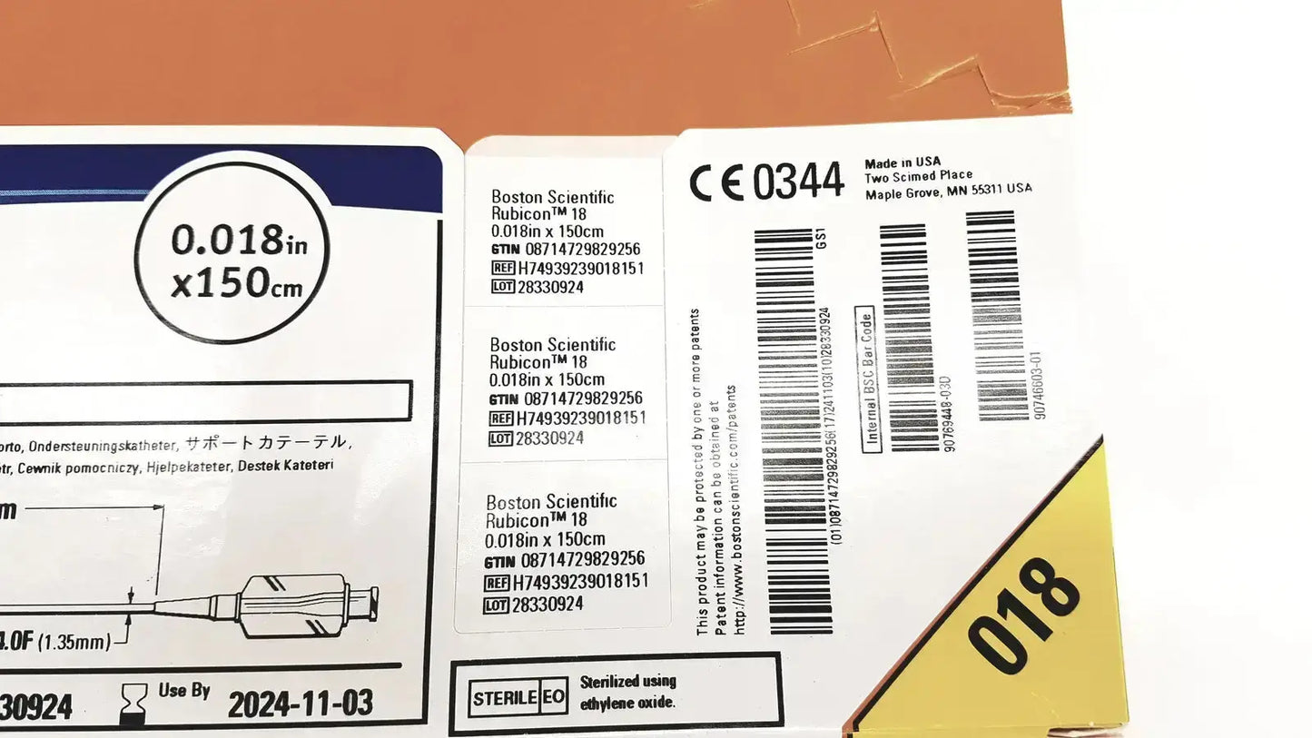 Boston scientific rubicon 18 support catheter sterile packaged in labeled cardboard box g-bbha2-2c ref h74939239018151