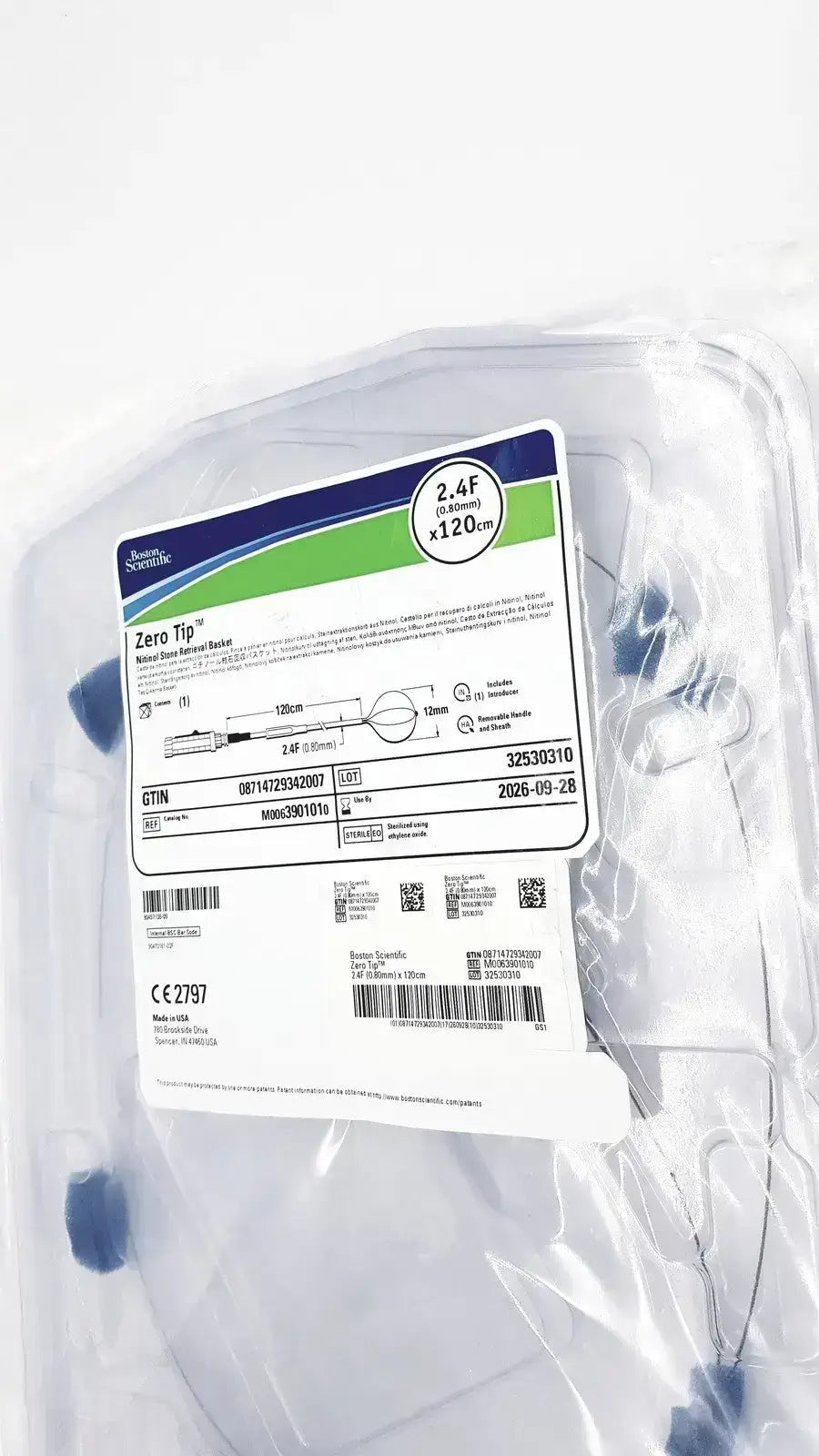 Boston Scientific Zero Tip Nitinol Retrieval Basket 2.4f X 120cm Ref. M00639010