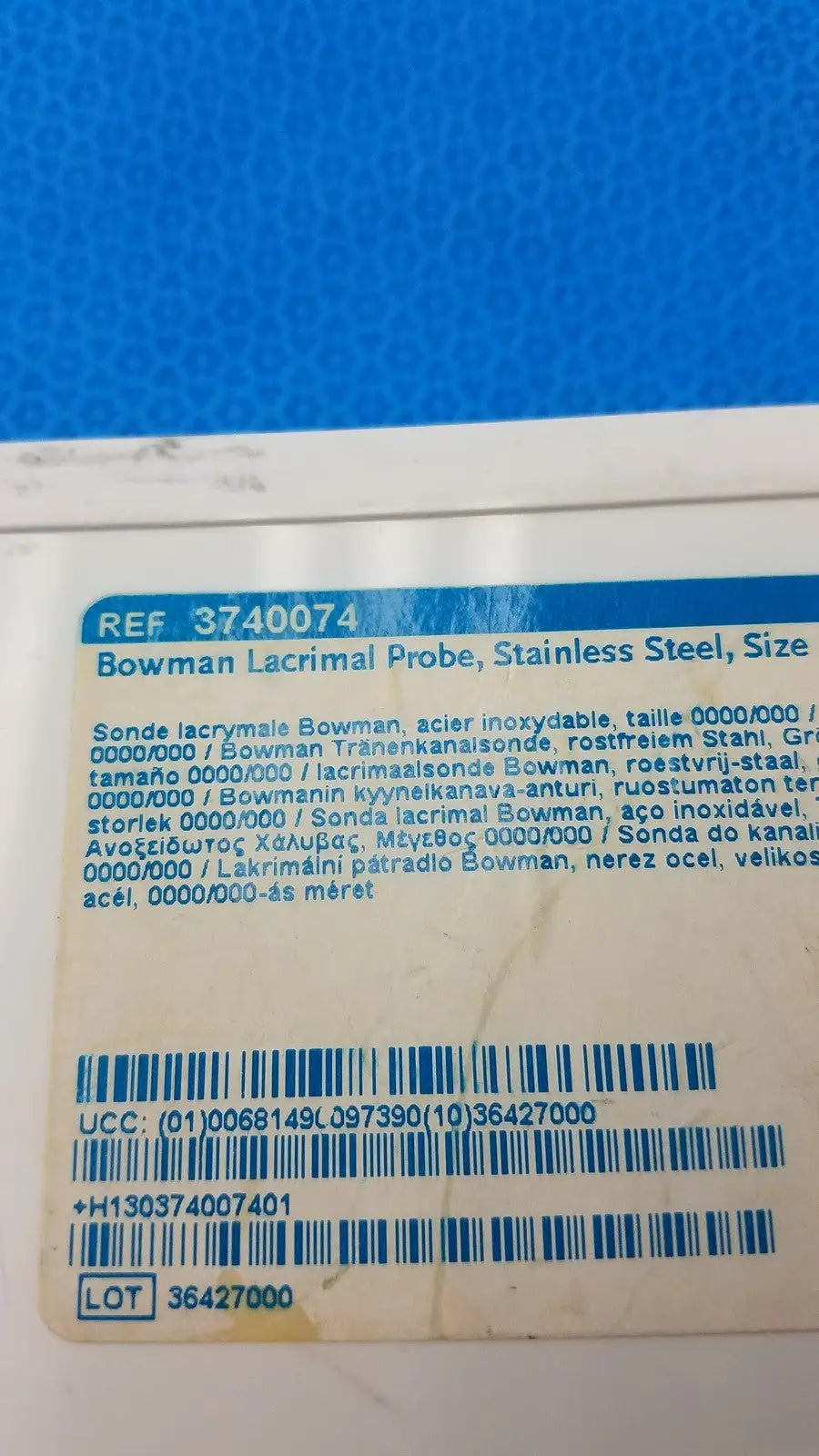 Bowman Lacrimal Probe Stainless Steel Size 000/000 Ref 3740074