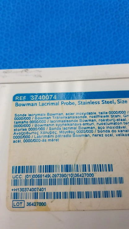 Bowman Lacrimal Probe Stainless Steel Size 000/000 Ref 3740074