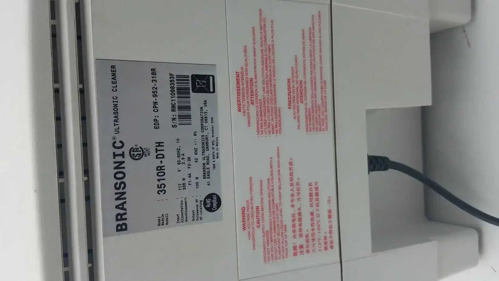 Branson Bransonic 3510 Ultrasonic Cleaner 3510R-DTH