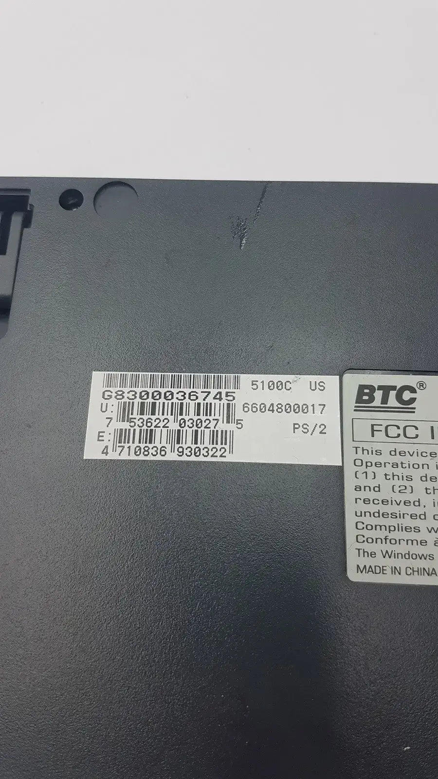 BTC FCC ID E5X5R5BTC-5100C Keyboard
