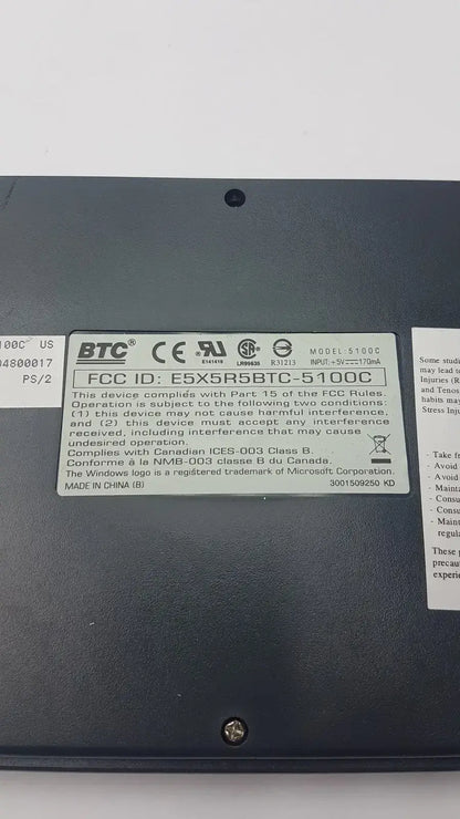 BTC FCC ID E5X5R5BTC-5100C Keyboard
