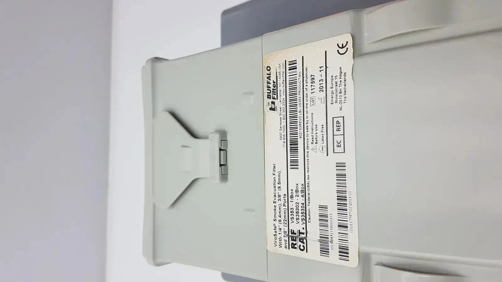 Gray plastic buffalo fire ventsafe 80mm smoke detector with white label for buffalo filter virovac smoke evacuation
