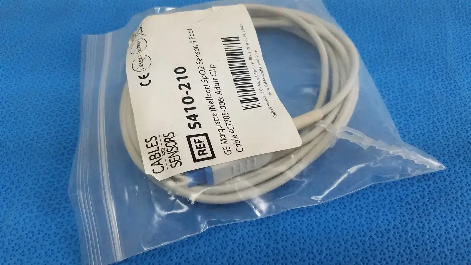 Cables And Sensors GE Nellcor S410-210 SpO2 Sensor 9 ft. Cable 407705-006 Adult