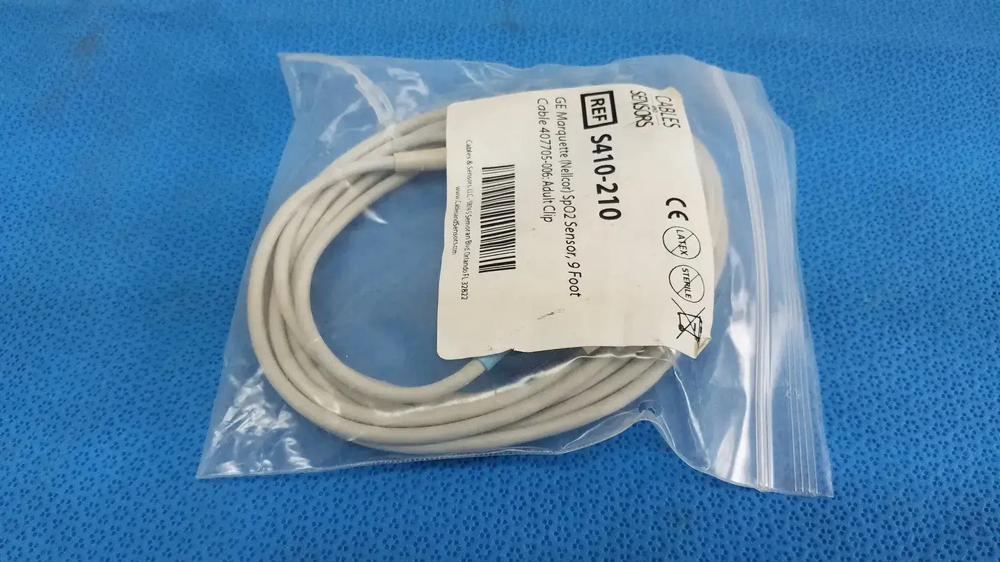 Cables And Sensors GE Nellcor S410-210 SpO2 Sensor 9 ft. Cable 407705-006 Adult