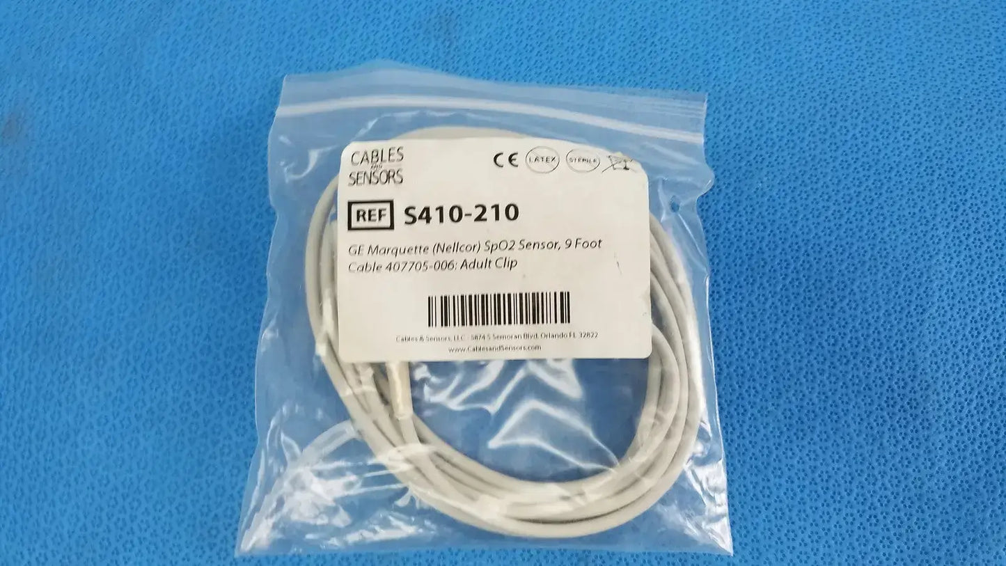 Cables And Sensors GE Nellcor S410-210 SpO2 Sensor 9 ft. Cable 407705-006 Adult