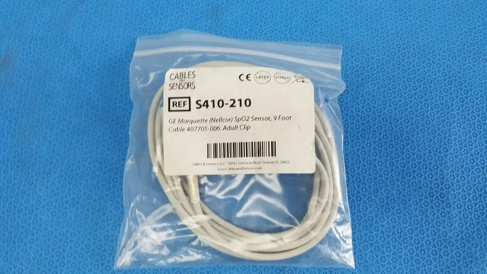 Cables And Sensors GE Nellcor S410-210 SpO2 Sensor 9 ft. Cable 407705-006 Adult