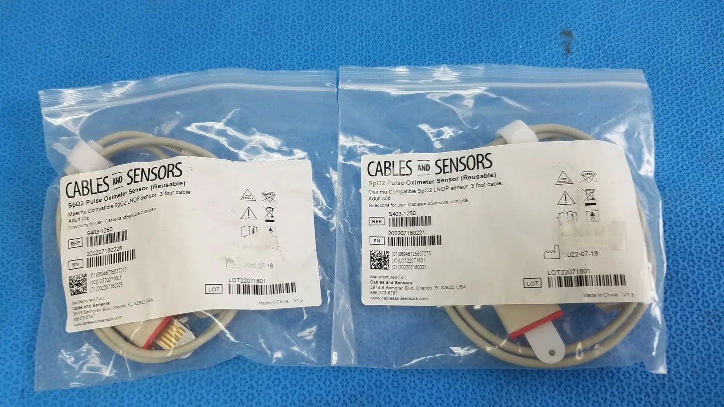 CABLES AND SENSORS S403-1250 Adult SpO2 Pulse Oximeter Sensor