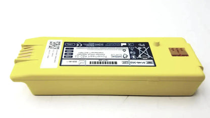 Yellow rectangular lithium battery with black label and barcode for cardiac science intellisense powerheart g3 aed by zoll