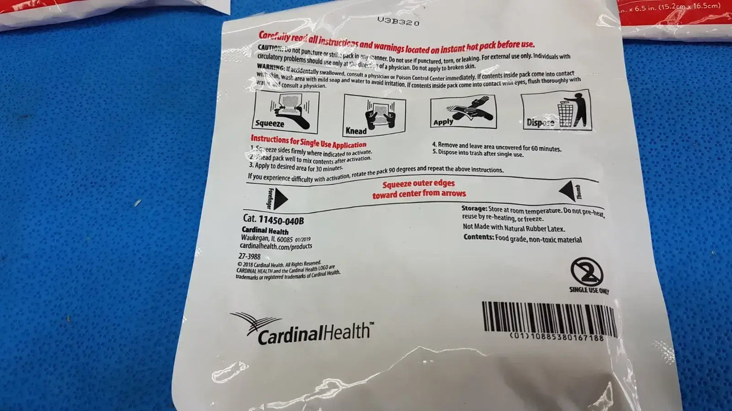 Cardinal Health Instant Hot Pack 6’’ x 9’’ – Lot of 8