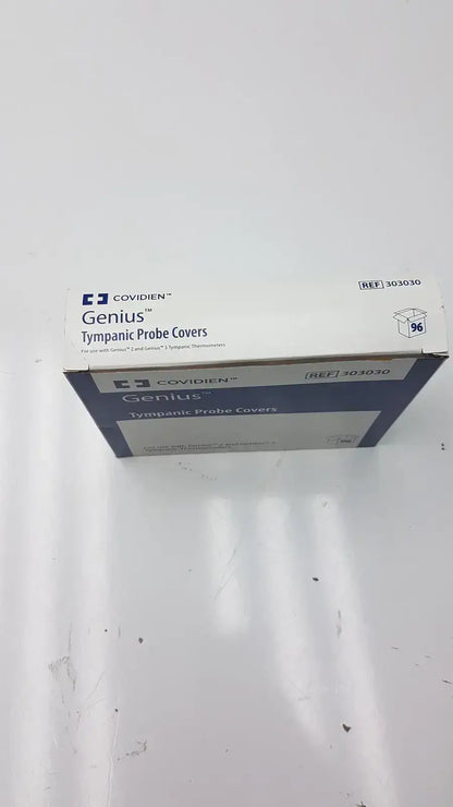 Cardinal Health tympanic probe covers in white and blue cardboard box for covidien genius probe covers
