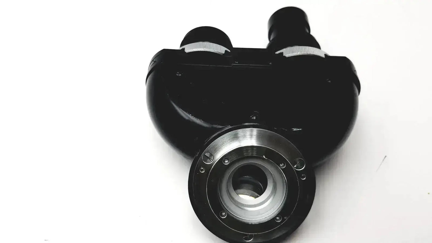 Carl Zeiss 4231107 Germany Kpl-W 12,5x black binoculars with silver accents and textured grip rings pre owned medical equipment