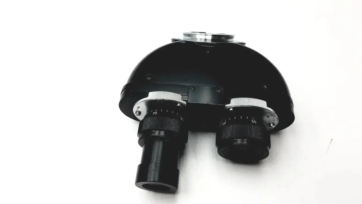 Black carl zeiss dual-lens stereo microscope with silver-ringed focus knobs for buy used medical equipment sale