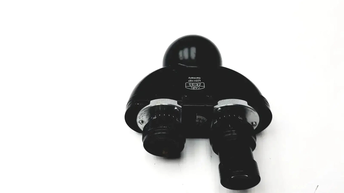 Black carl zeiss 4231107 germany kpl-w 12.5x binoculars with silver-rimmed focus knobs for pre owned medical equipment use