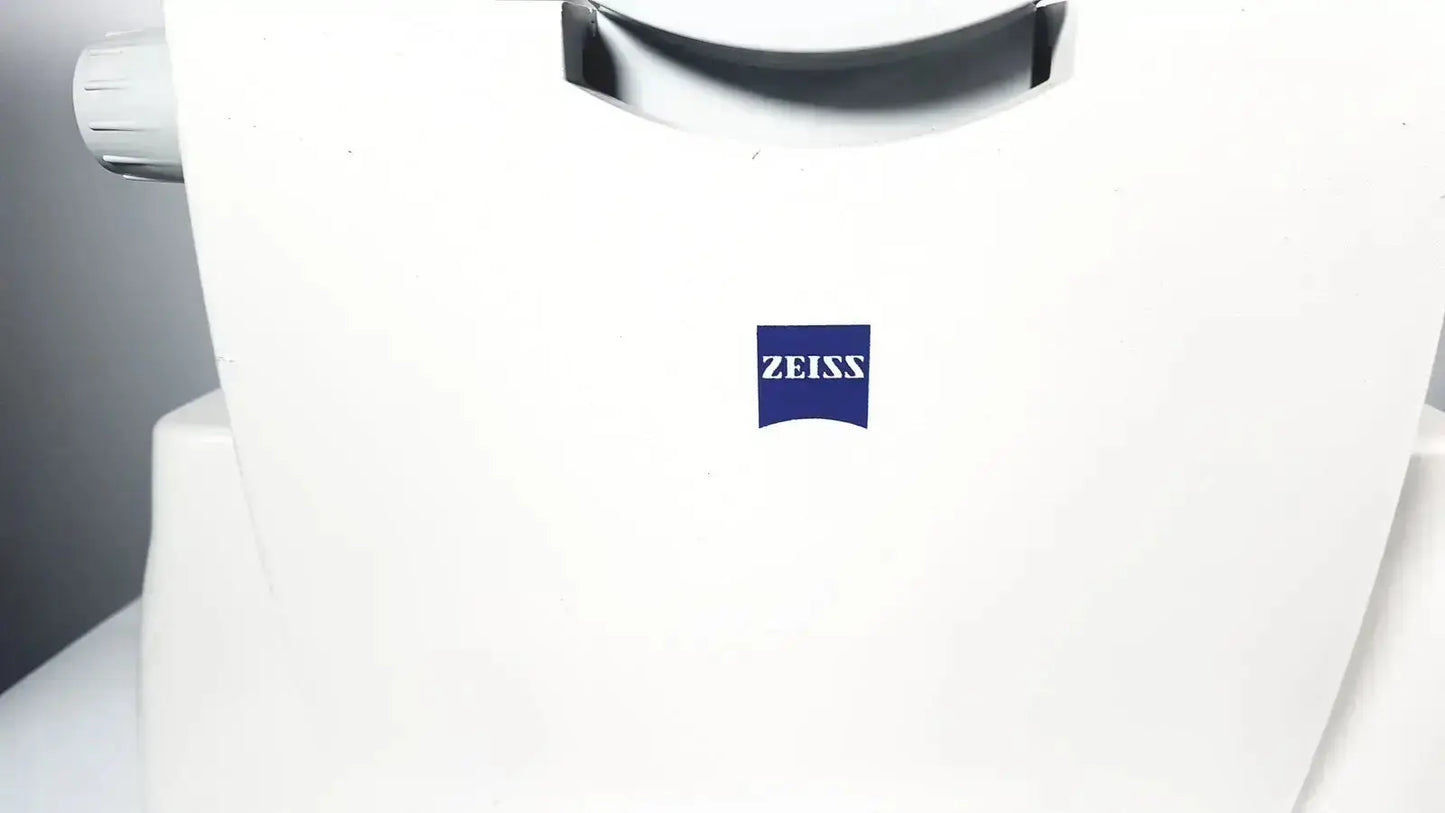 White zeiss stratus oct model 3000 patient module with sleek design and prominent blue logo for direct imaging