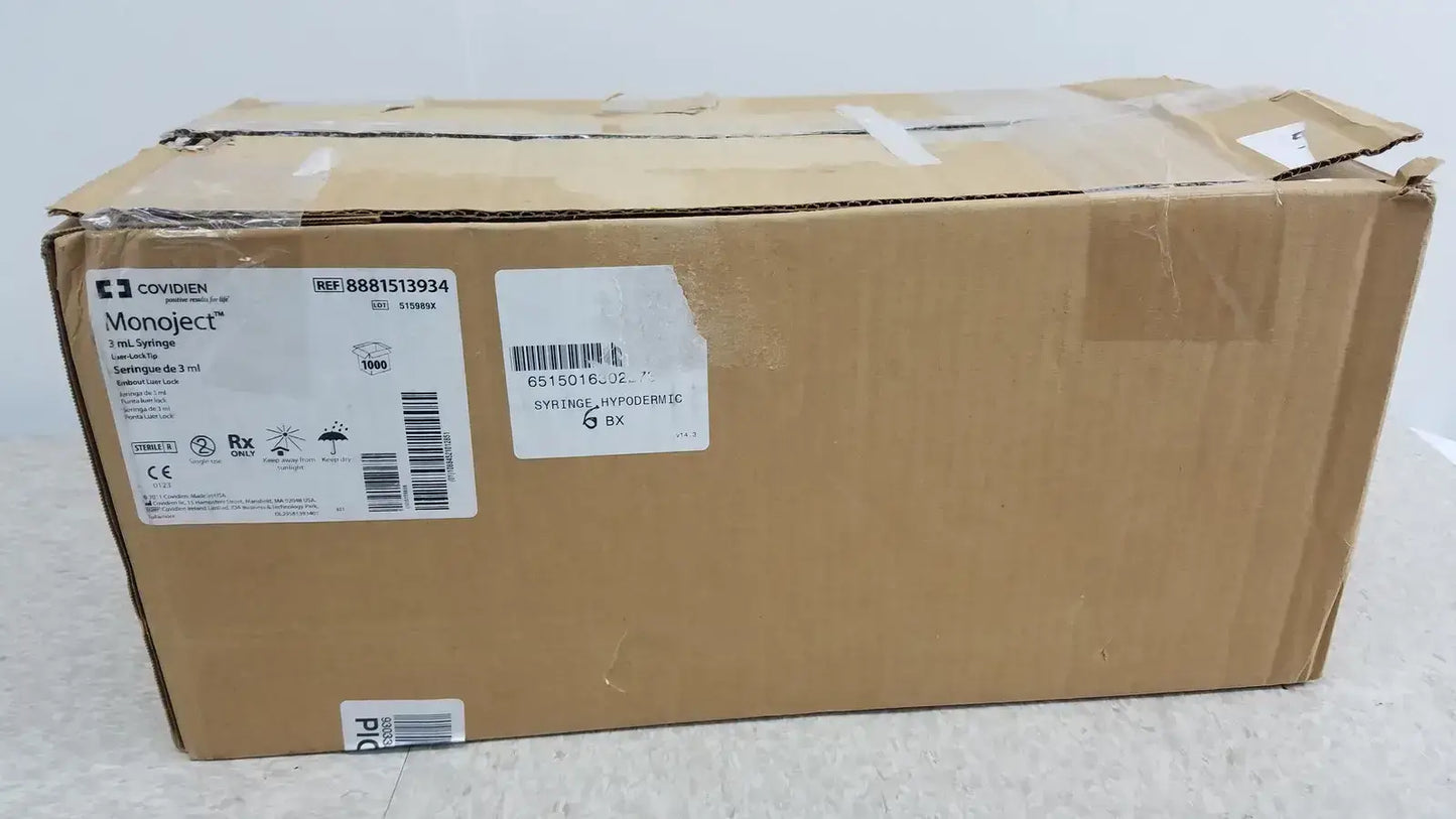 Case of 1000 Covidien Monoject 8881513934 3ml Syriinge - Syringe