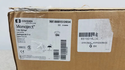 Case of 1000 Covidien Monoject 8881513934 3ml Syriinge - Syringe
