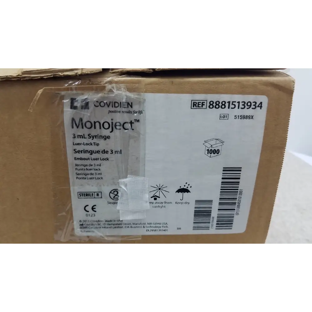 Case of 1000 Covidien Monoject 8881513934 3ml Syriinge - Syringe