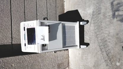 White plastic cincinnati sub-zero csz blanketrol ii 222r hyper hypothermia unit with vented side panel and handwritten label