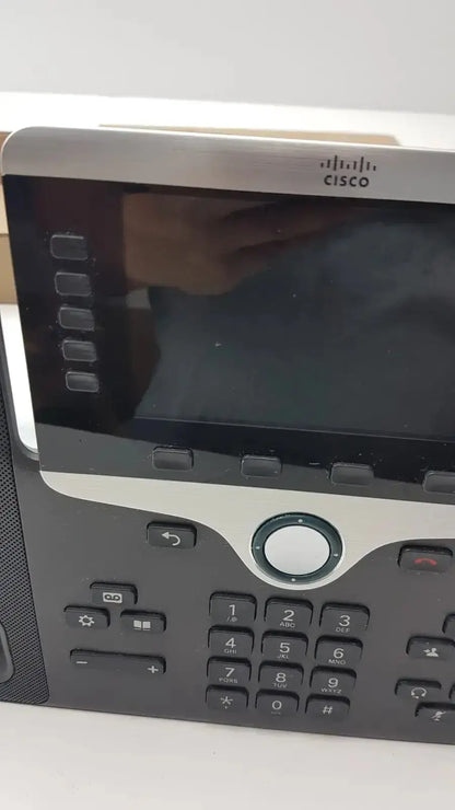 Black and silver cisco cp-8841 ip phone color voip poe with touchscreen display numeric keypad and circular navigation dial